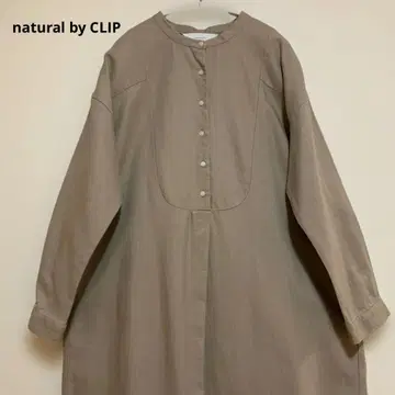 natural by CLIP 브라운 롱 셔츠 원피스 긴팔