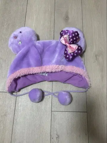 디즈니 보라색 귀도리 모자