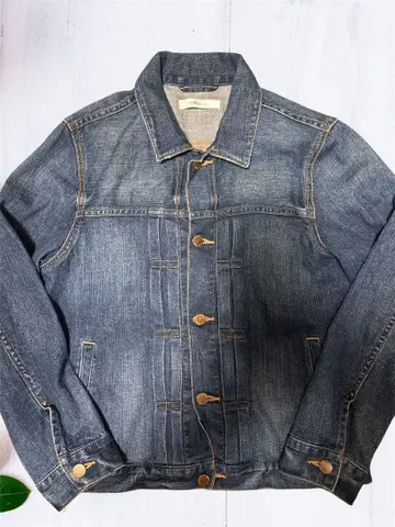 23구 M 사이즈 데님 노카라 자켓 온워드