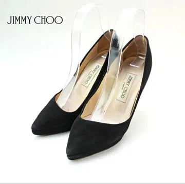 지미추 36 1/2 23.5 펌프스 스웨이드 에나멜 블랙 /XC6