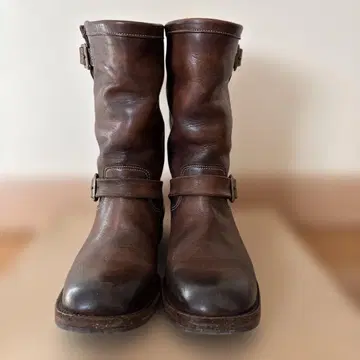 LEATHER & SILVER MOTO 브라운 가죽 엔지니어 부츠