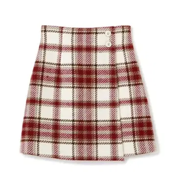 JILL by JILL STUART 랩 스타일 빅 칼라 체크 미니 스커트