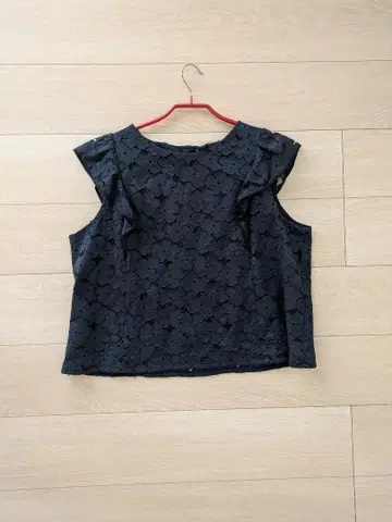 ef-de 에프데 레이스 프릴 슬리브리스 블라우스 다크 네이비 19호