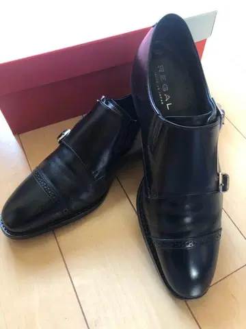 [ REGAL ] 블랙 더블 몽크 스트랩 슈즈 새상품급 24cm