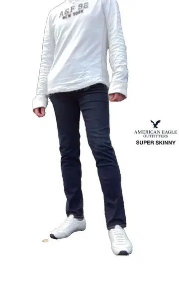 1회 착용 슬림 레그 아메리칸 이글 슈퍼 스키니 강 스트레치 데님