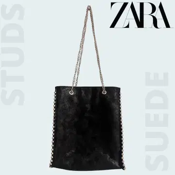 ZARA 스웨이드 스터드 블랙 숄더백