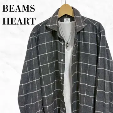 BEAMS HEART 윈도페인 체크 셔츠 긴팔 셔츠 플란넬 셔츠