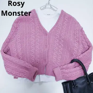 새상품급 Rosy Monster 모 100% V넥 가디건 핑크