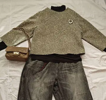 [ 미사용 새상품 ] IENA 트위드 오부 소매 상의 뒷면 지퍼