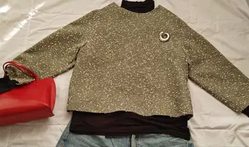 [ 미사용 새상품 ] IENA 트위드 오부 소매 상의 뒷면 지퍼