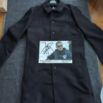 쵸노 마사히로 블랙 스텐카라 코트 남성용 사인 포함