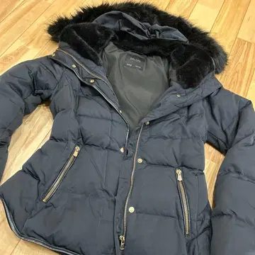 ZARA 자라 다운 자켓 아우터 퍼 허리 라인 골드 지퍼
