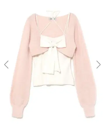 bubbles 리본 니트 앙상블 핑크