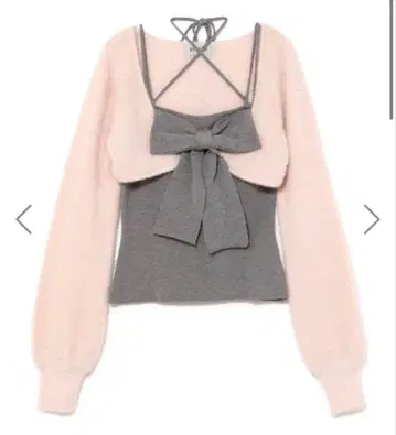 bubbles 리본 니트 앙상블 핑크