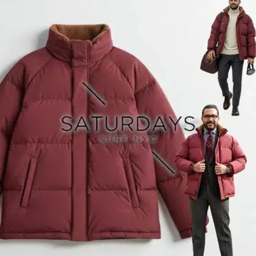 새상품 SATURDAYS SURF NYC 다운 자켓 버건디 M