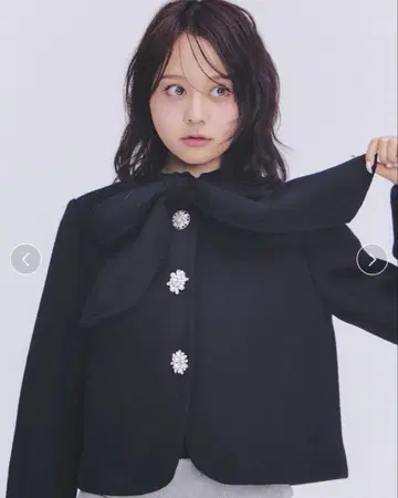 [ LILY BROWN ] 2way 리본 비쥬 코트 BLK