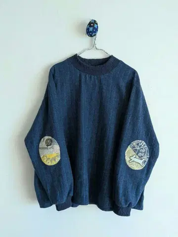 패치워크 엘르 엘보 패치 풀오버 핸드메이드