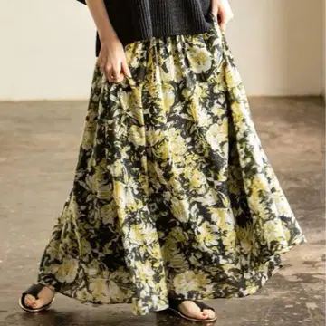 미사용 새상품 Noble 시어 플라워 프린트 맥시 스커트