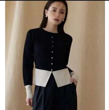 anuans 페플럼 바이컬러 가디건