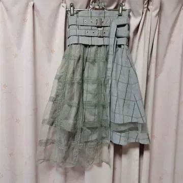 BUBBLES 비대칭 벨트 튤 스커트