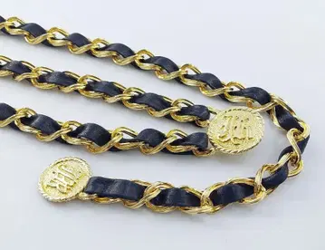 J&R 제이앤알 체인 벨트 골드 로고 버튼