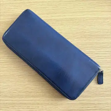 [키프리스] 허니셀 장지갑(라운드 지퍼 장지갑) 시라사기 가죽 네이비