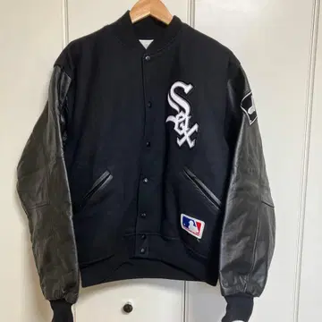 MLB 시카고 화이트삭스 가죽 소매 스타디움 점퍼 L 사이즈