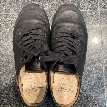 Spring Court 블랙 스니커즈 가죽 G2