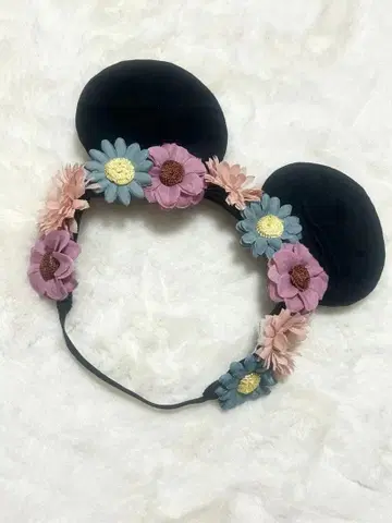 디즈니 머리띠 미니 꽃무늬 플라워 블랙 파스텔 레어