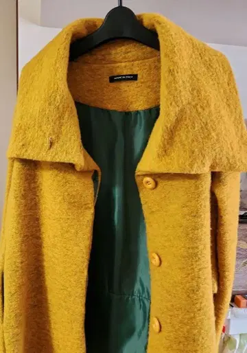 이탈리아제 울 혼방 체스터 코트 앰버 산황색