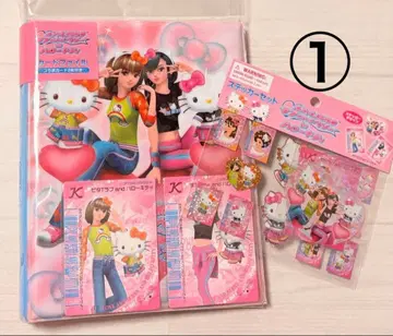 오샤레마녀 러브 and 베리 x 헬로키티 카드 파일 스티커 세트