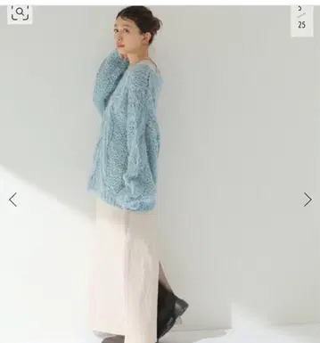 스픽 앤 스팬 라이트 블루 모헤어 혼방 점보 케이블 짜임 니트