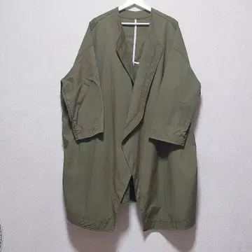 노카라 롱 코트 올리브색