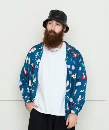 eanbe PEACH L/S SHIRT / NAVY 빈티지 알로하