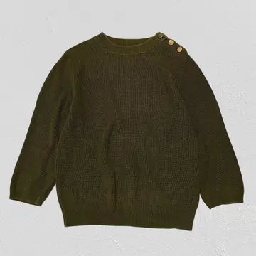 MACPHEE 맥피 골드 버튼 크루넥 니트 7부 소매 코튼 1