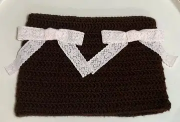 레이스 리본 고양이 귀 니트 모자 브라운 핑크 손뜨개질