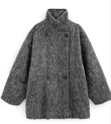 미들 기장 샤기 더블 코트 grl