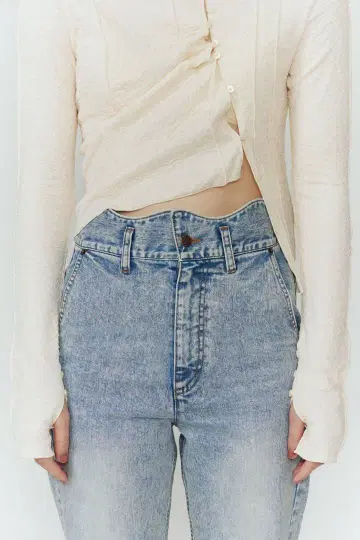 Eaphi WAVE DESIGN HIGH WAIST DENIM blue