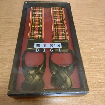 MENS BIGI 가죽 서스펜더 빨검 체크