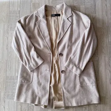 ZARA 베이지 체크 무늬 자켓 L