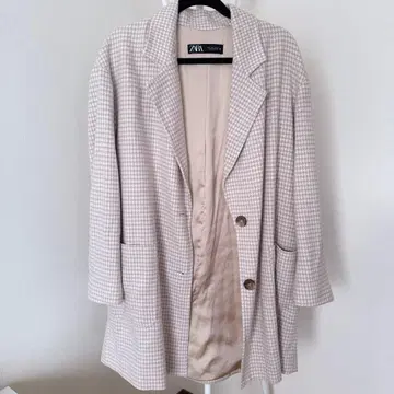 ZARA 베이지 체크 무늬 자켓 L