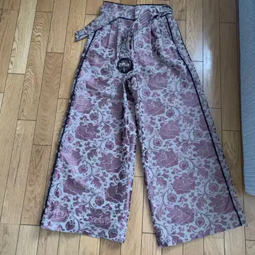 꽃무늬 와이드 팬츠 리본 포함