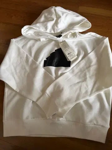 아디다스 화이트 후드 부착 후드티 L