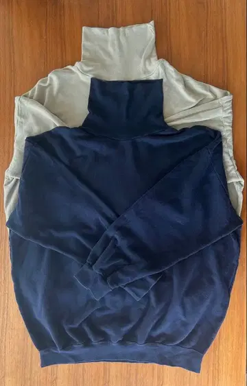 쿠메섬유 BIG 시리즈 터틀넥 네이비 베이지 2장 세트