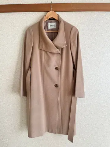 ROPE 베이지 롱 코트 허리 벨트 포함