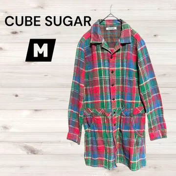 레어 고품질 귀여운 CUBE SUGAR [ M ] 체크 무늬 셔츠 원피스