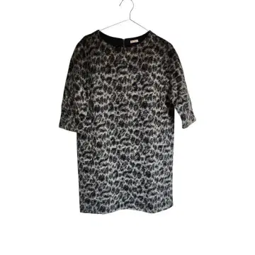 드레 스테리아 레오파드 무늬 오부 소매 튜닉 원피스 J-12