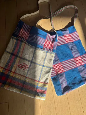 빈티지 프랑스 크로스 체크 무늬 토트백 BODE