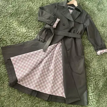 Anne Coquine 트렌치코트 로고그램 안감 베이지 그레이 M