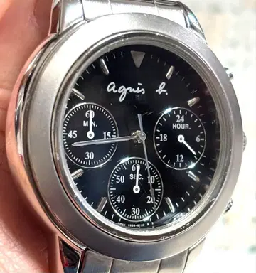 가격 인하 가동품 agnes b. 에네스베 크로노그래프 블랙